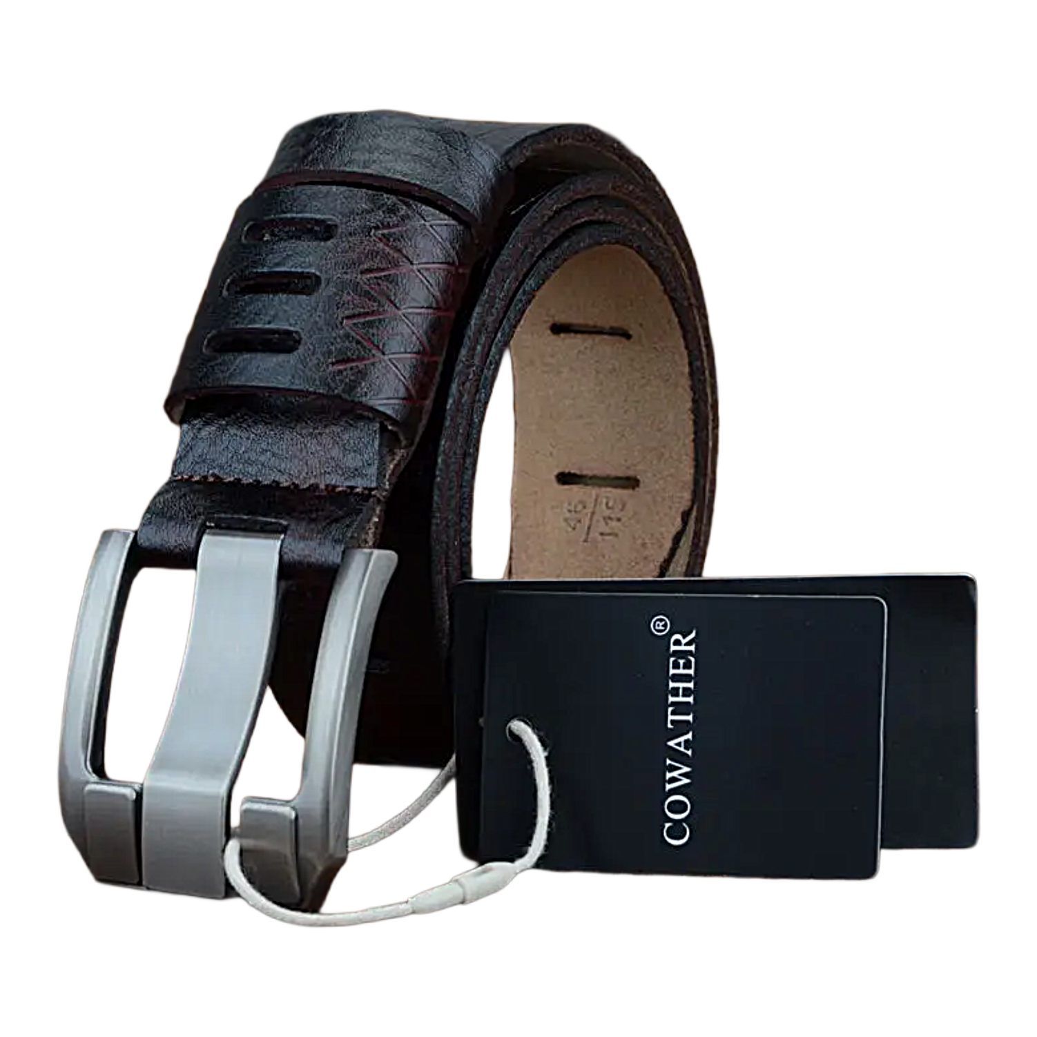 Mens Genuine Leather Belt Big Size 3.8cm Pin Buckle Jeans Belt Black Brown