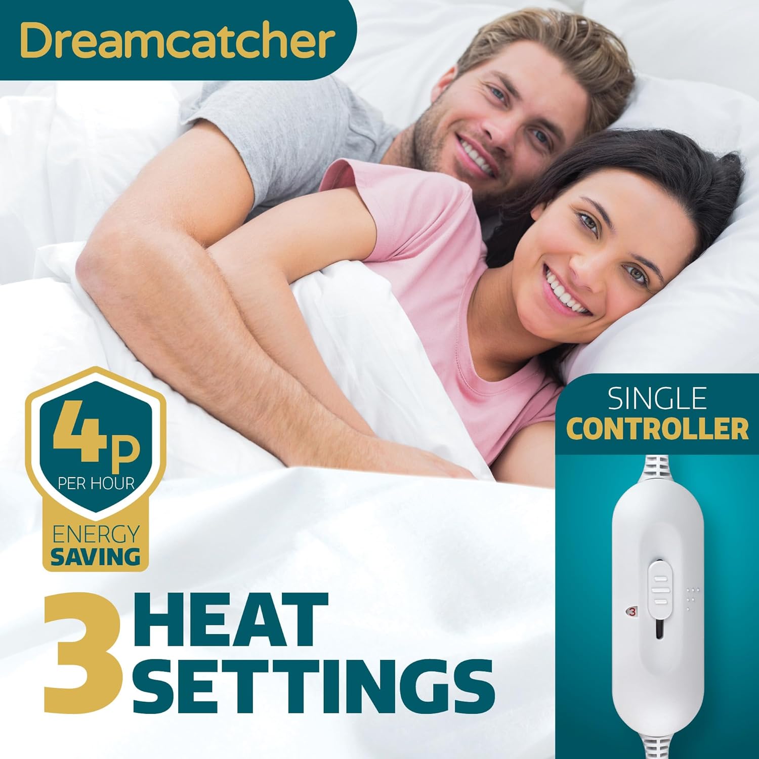 King Electric Blanket 165x137cm Soft Polyester with 3 Heat Settings Dreamcatcher