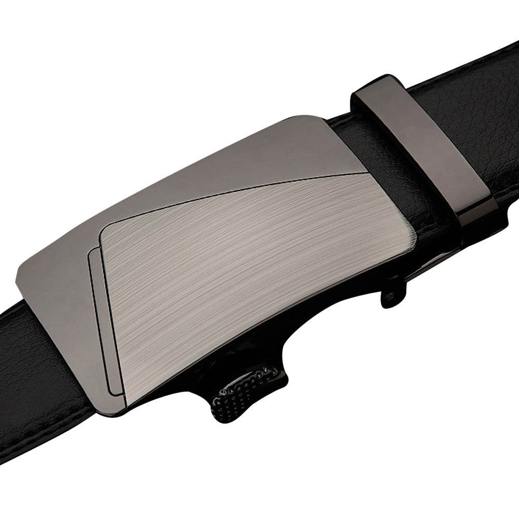 QHA Mens 35mm Ratchet Leather Belt, Segmented Bar Automatic Buckle Q5086
