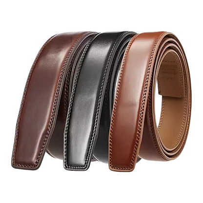 Mens Genuine Leather Belt Strap No Buckle 3cm Ratchet Replacement 110-130cm - QHA UK
