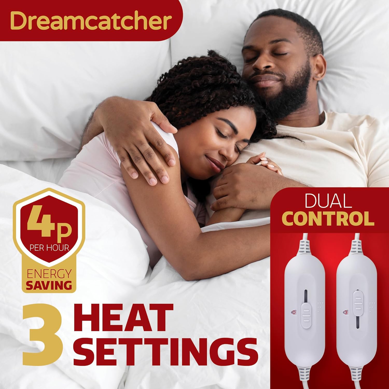 Double Electric Blanket 190x137cm Soft Fleece with 3 Heat Settings Dreamcatcher