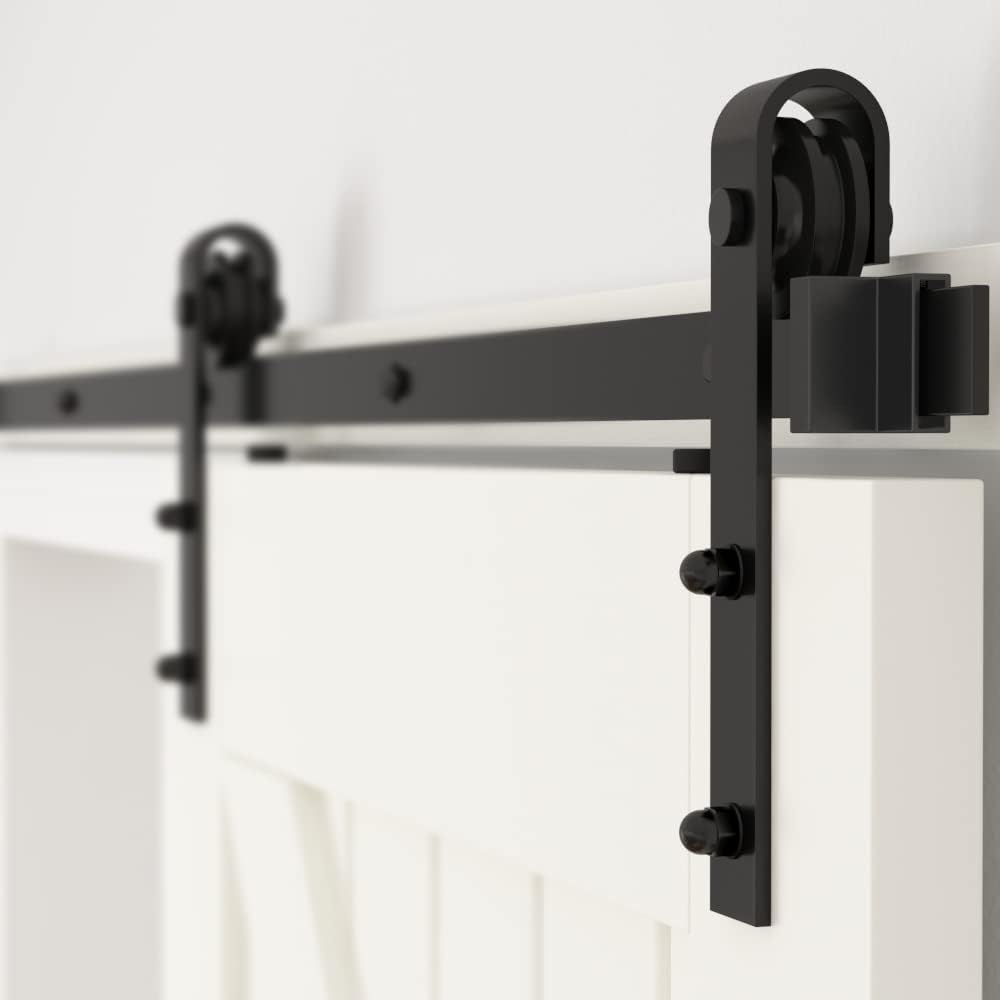 Sliding Barn Door Kit 8FT Heavy Duty Black Rail Complete Set SANKEYTEW