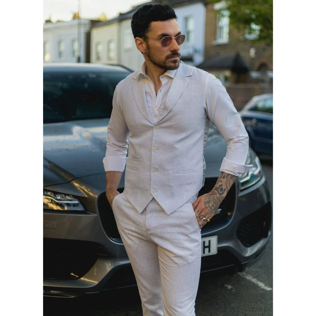 TruClothing Men's 2 Piece Suit Waistcoat Trousers Light Grey Wedding