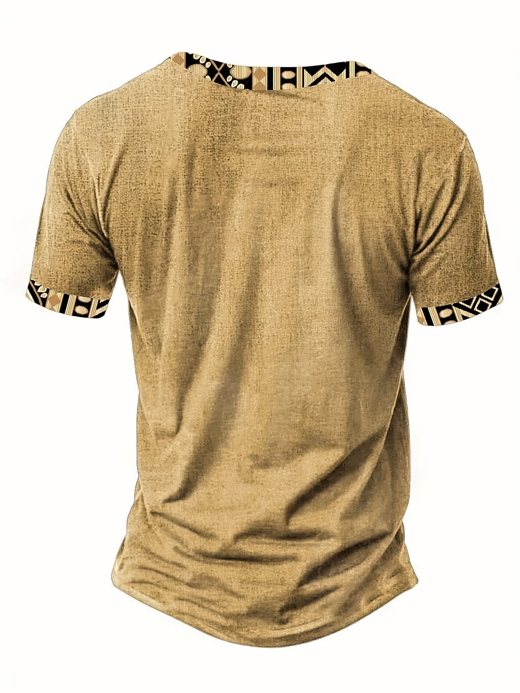 Men's Tribal Leaf V-Neck Henley Shirt - Short Sleeve Casual Summer Top