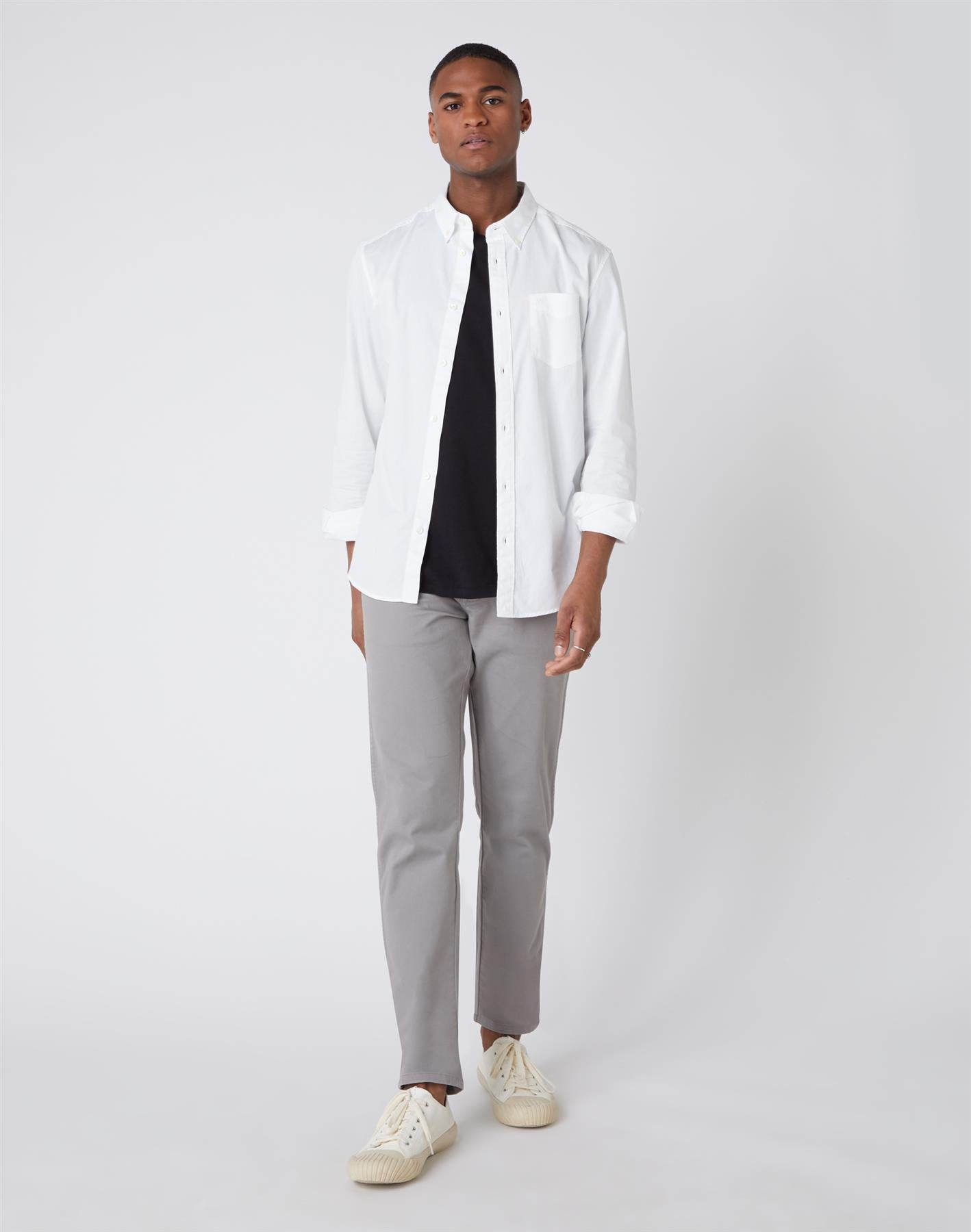 Wrangler Mens Texas Slim Shale Grey Trousers