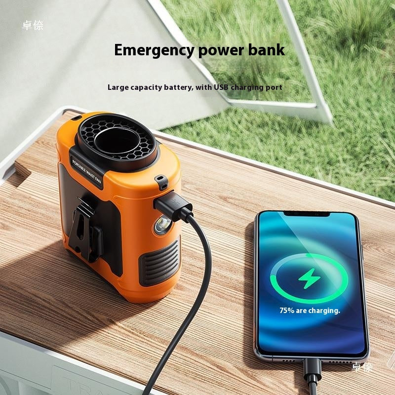 Waist Hanging Fan Portable Summer Heat Relieving Construction Site Charging Refrigeration Endurance