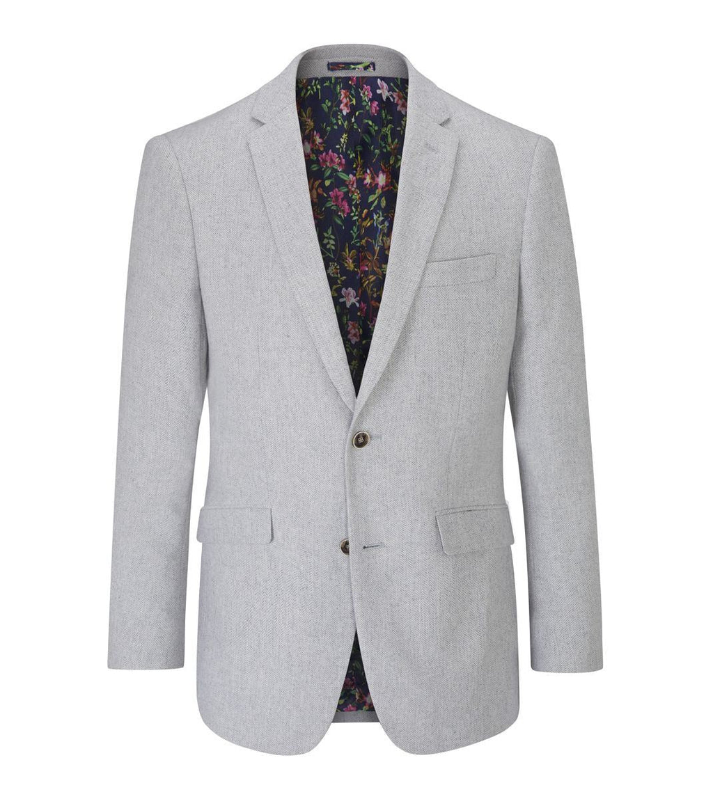 Skopes Jude Suit Jacket For Men's in Silver Herringbone, 34S to 58L