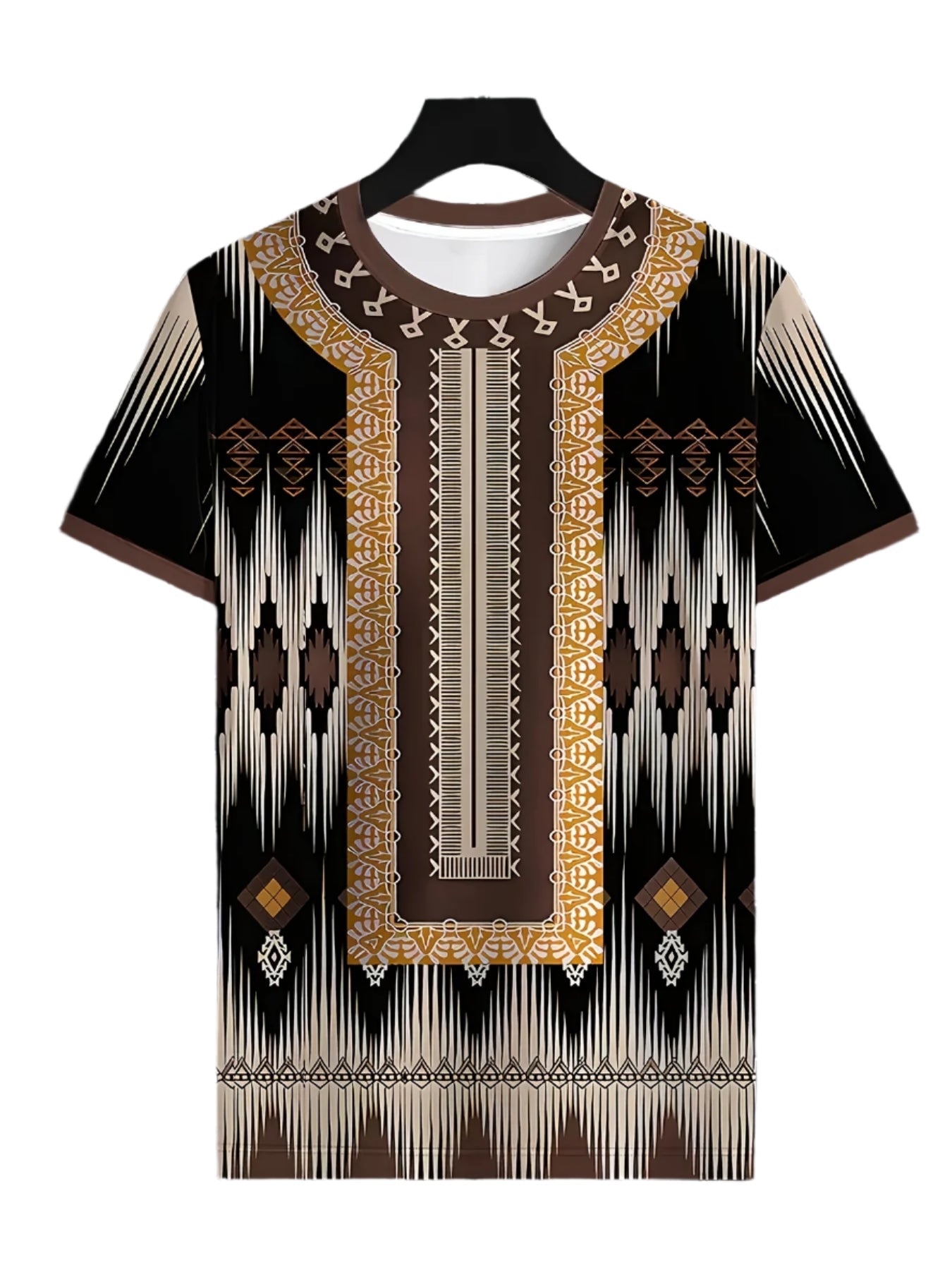 Men's Casual Crew Neck T-Shirt with Vibrant Geometric Print