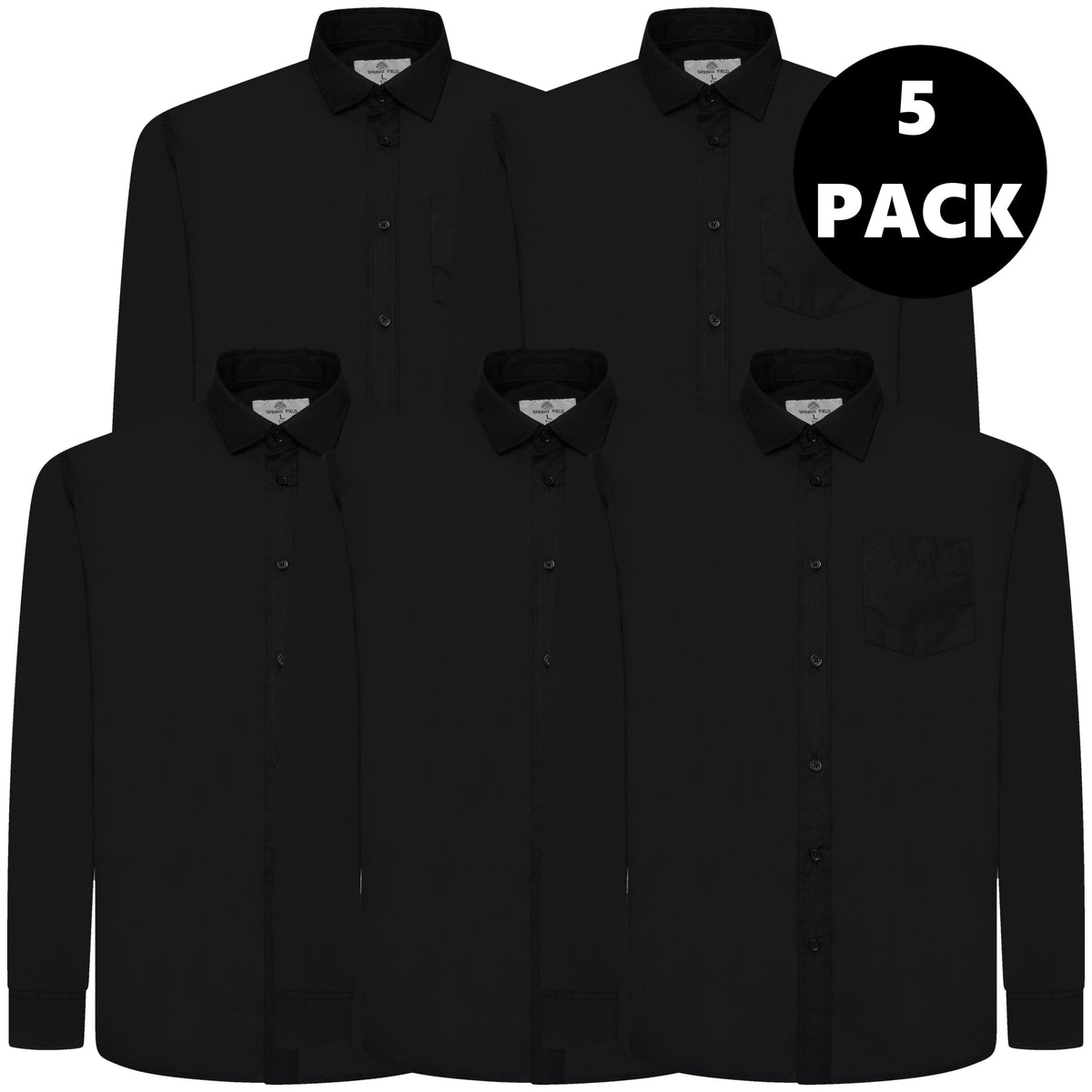 Springfield Men's Plain Long Sleeve Shirt | White or Black