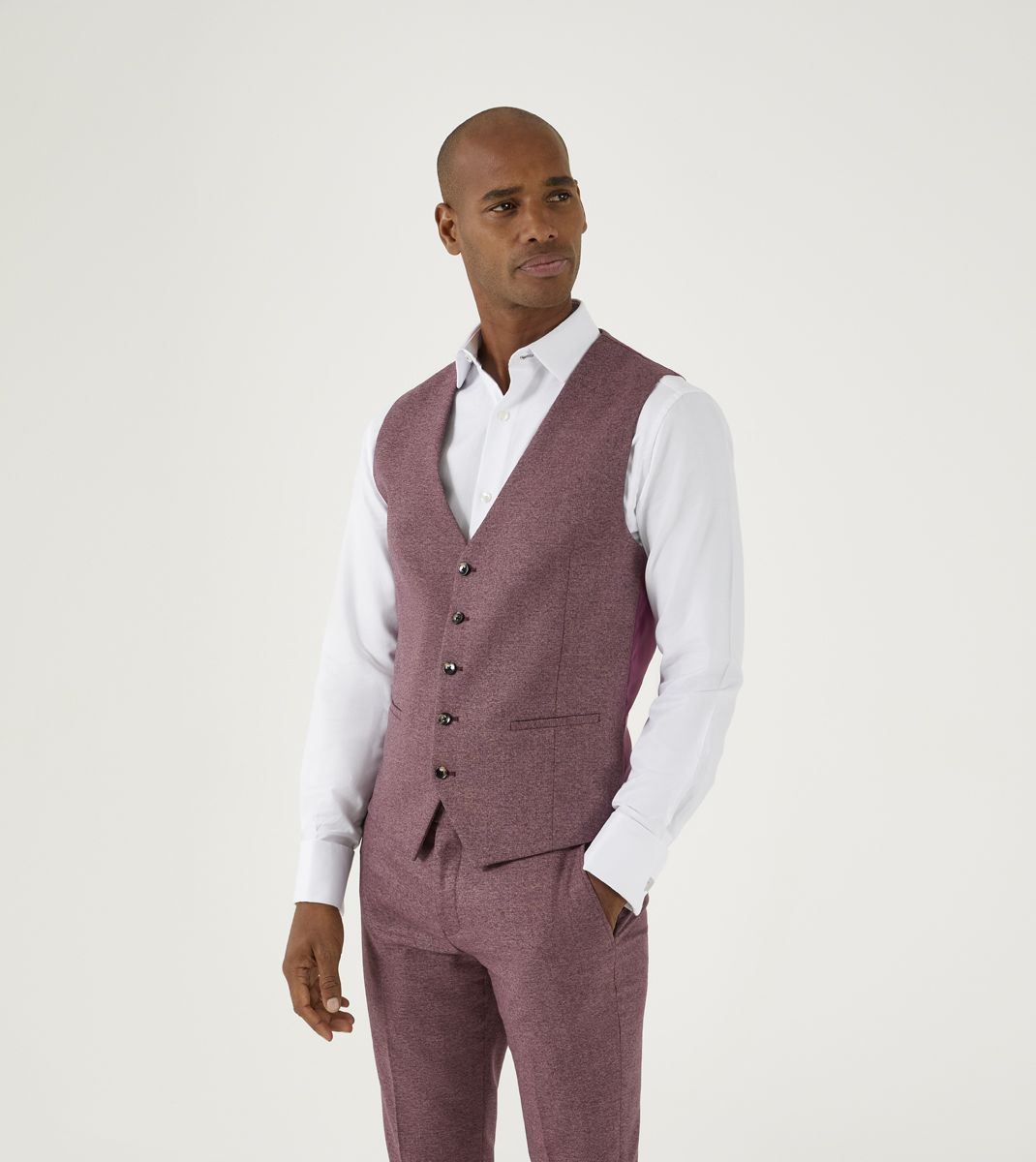 Skopes Jodrell Suit Waistcoat For Men in Berry Marl, 36R-62R