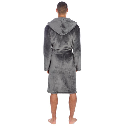 Cargo Bay Men's Soft Touch Fleece Hooded Dressing Gown with Front Pockets