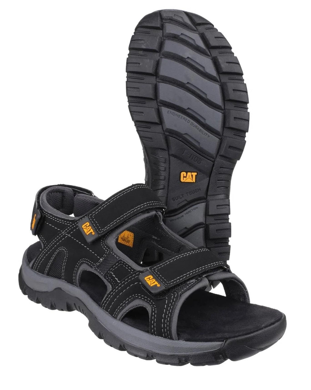 CAT Mens Wide Fit Giles Rugged And Durable Sandals in Black