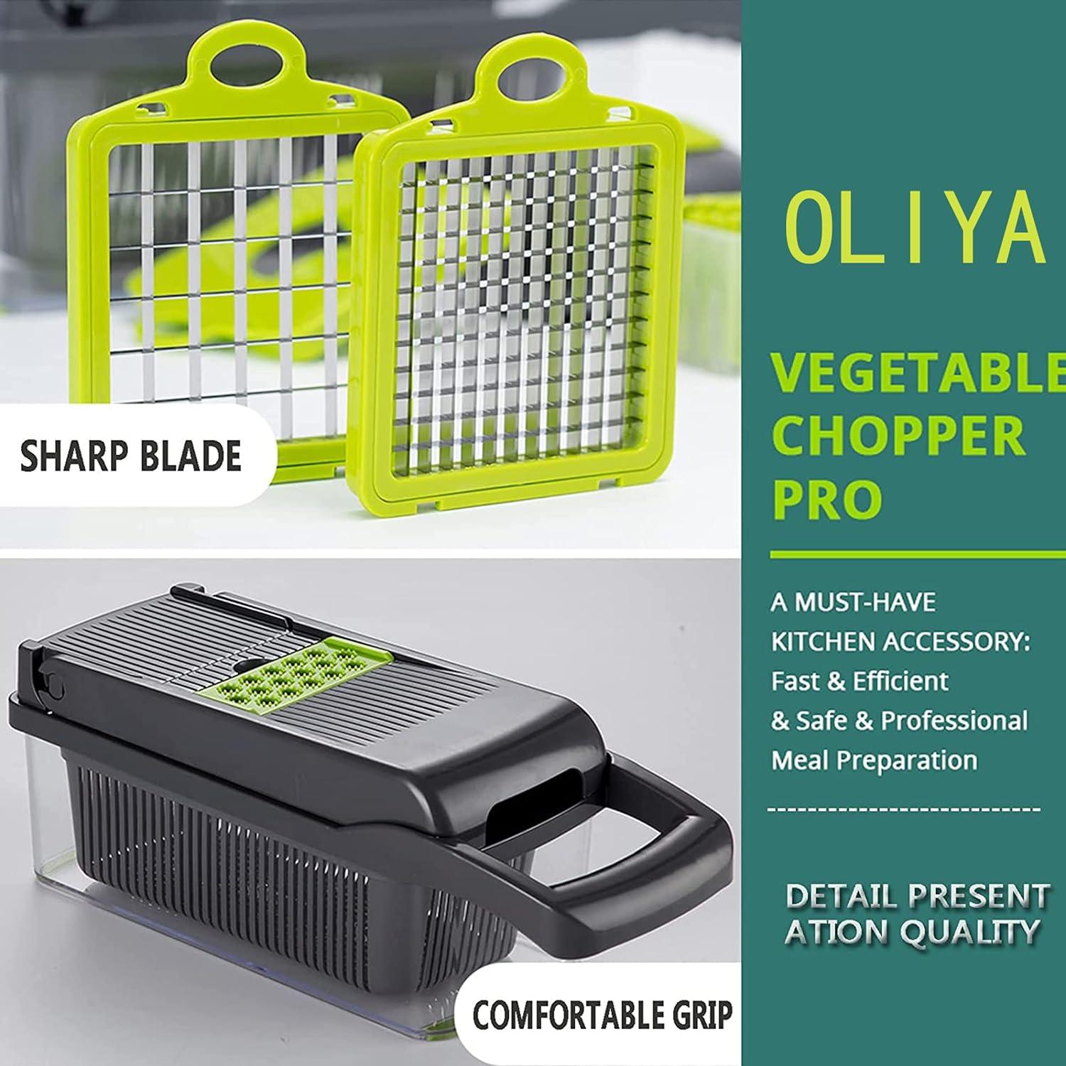 Vegetable Chopper, 12-in-1 Mandoline Slicer with Container, OLIYA