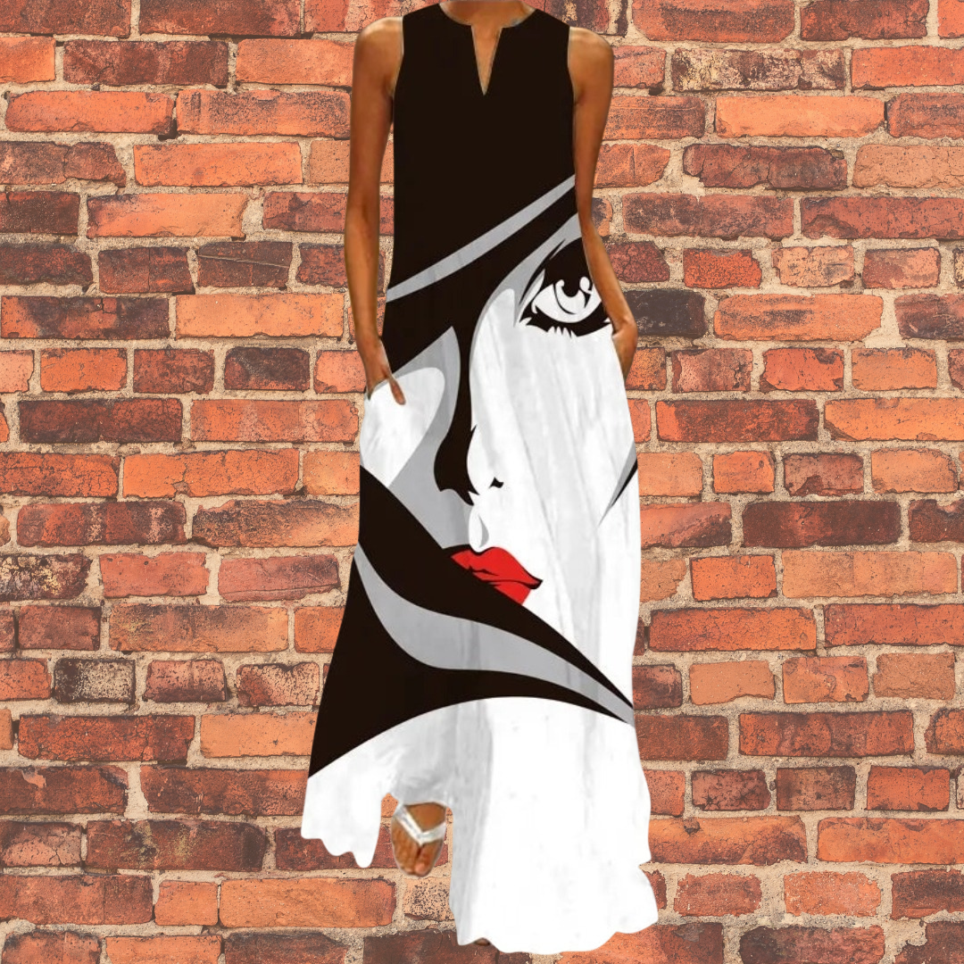 Bohemian Printed Maxi Dress with Pockets - Loose Ankle-Length Summer A-Line Dress for Women COLLECTION