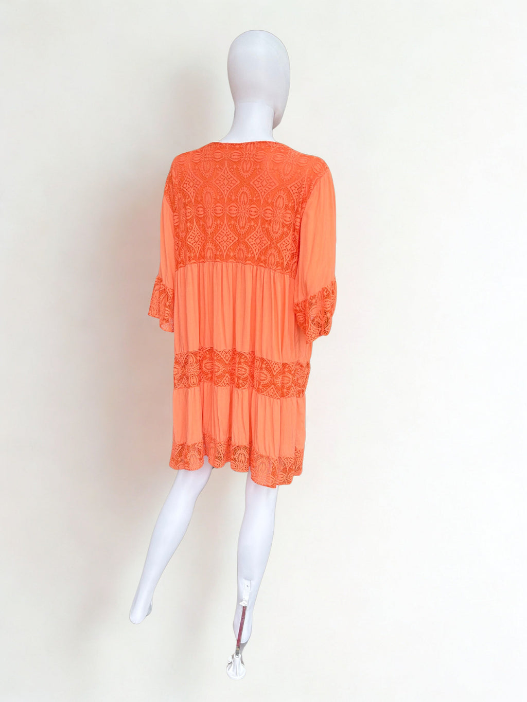 Orange Crochet Detail Dress – One Size Fits UK 8–18