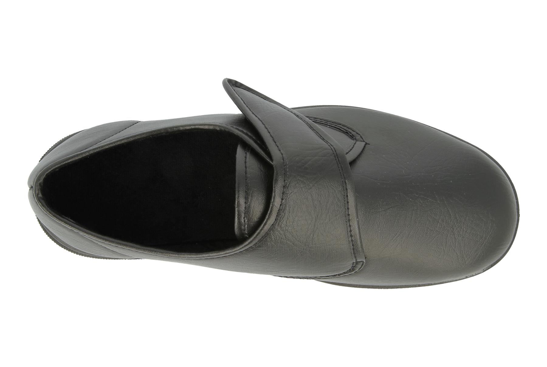 Mens Easy B Extra Wide And Deep Fit (6V) Leather Look Shoes (Troy) in Black