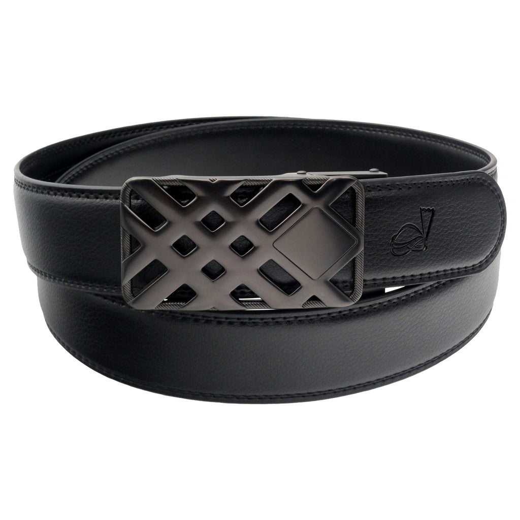 QHA Mens Ratchet Leather Belt Designer Automatic Buckle 35mm Wide Q23