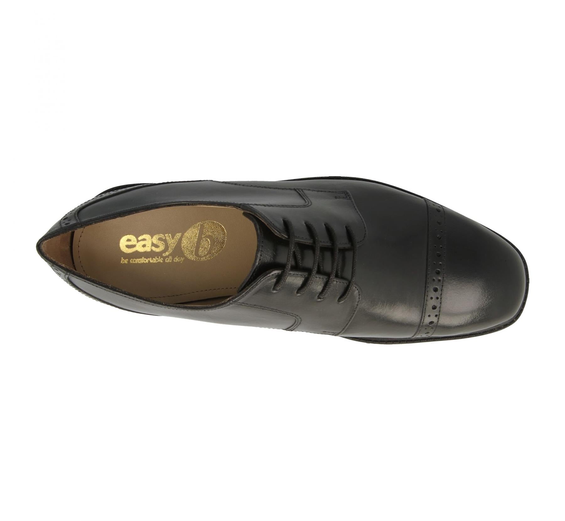 DB Mens Wide Fit (2V) Brogue Detail Classic Shoes (Bedford) in Black Size 7