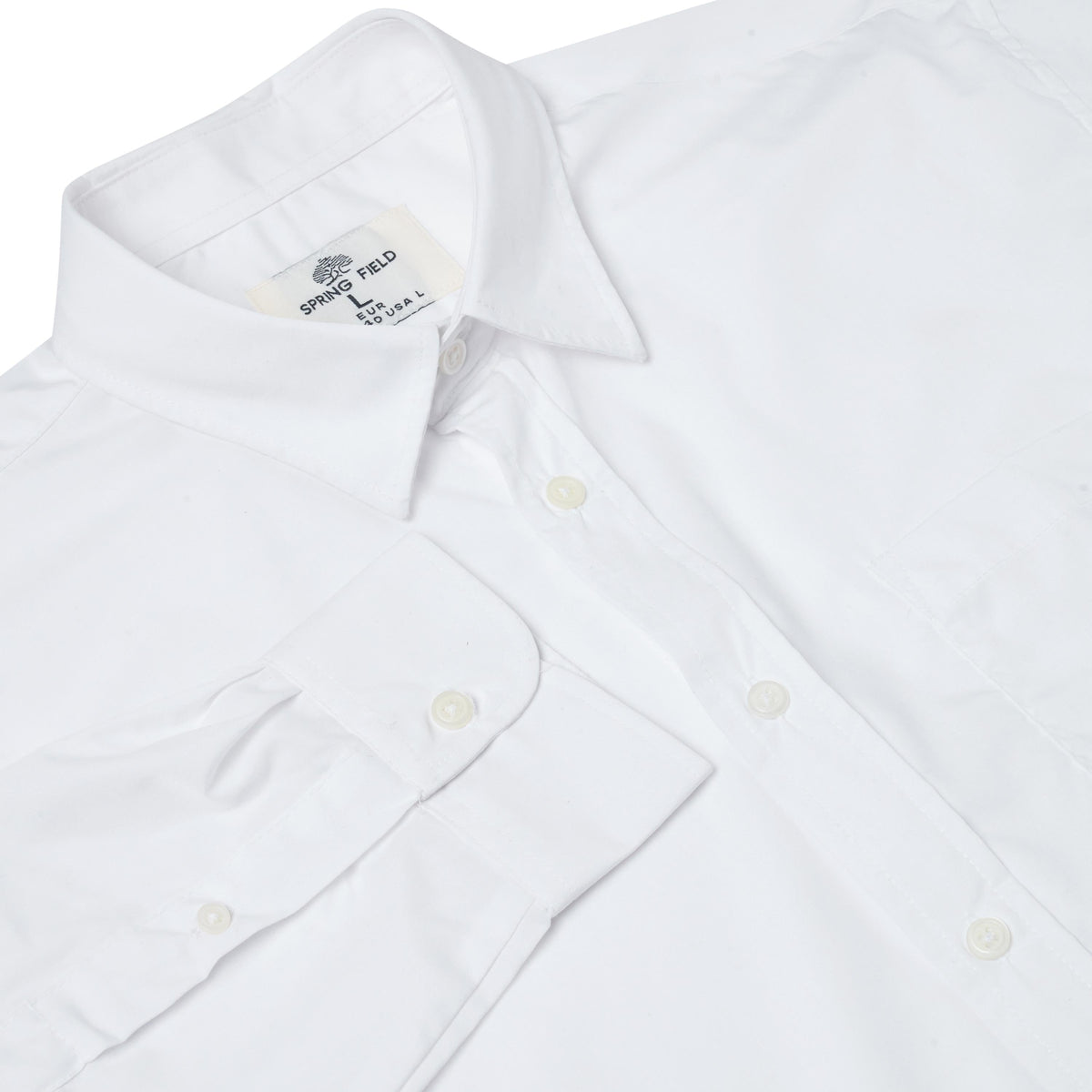Springfield Men's Plain Long Sleeve Shirt | White or Black