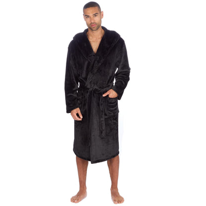 Cargo Bay Men's Soft Touch Fleece Hooded Dressing Gown with Front Pockets