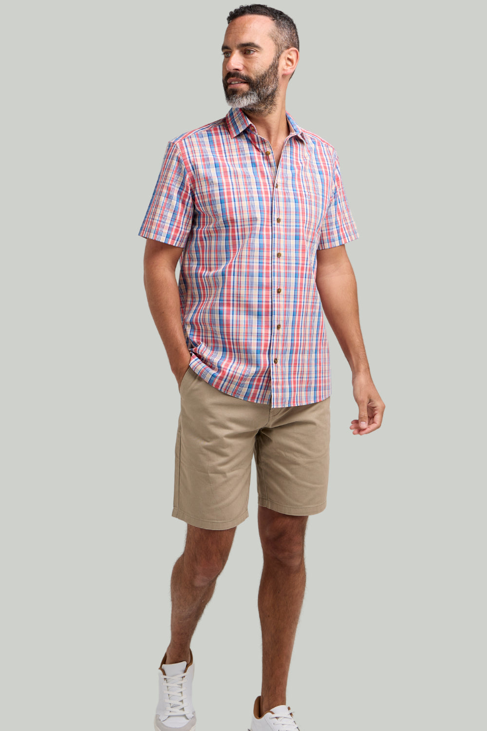 Double TWO Plaid Check Short Sleeve Shirt For Men in 2 Colours, M-5XL