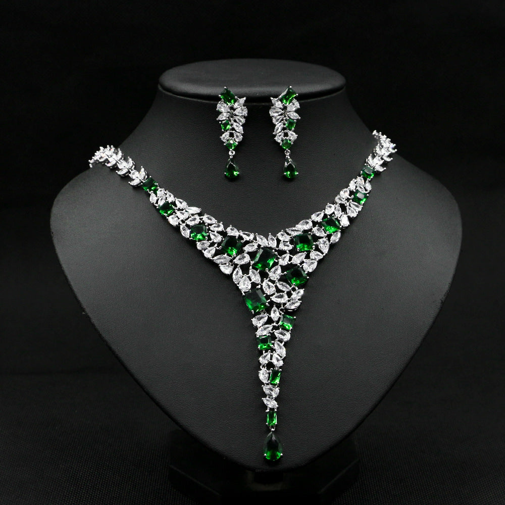 Colourful Zircon Wedding Necklace Set