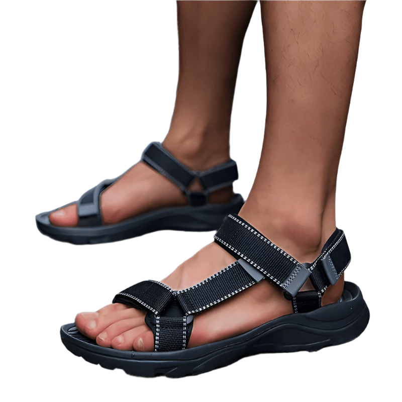 Men's Breathable Fabric Upper & Mesh Lining, Adjustable Straps with Buckles, Lightweight EVA Sole Sandals