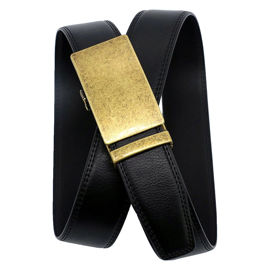 QHA Mens Ratchet Leather Belt with Automatic Buckle 35mm Wide Q69