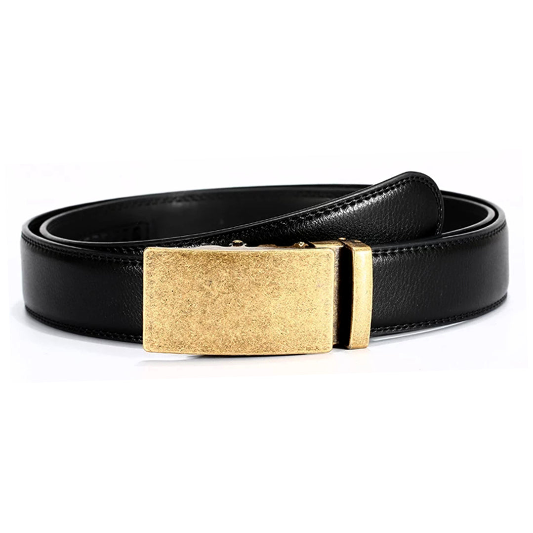 QHA Mens Ratchet Leather Belt with Automatic Buckle 35mm Wide Q69