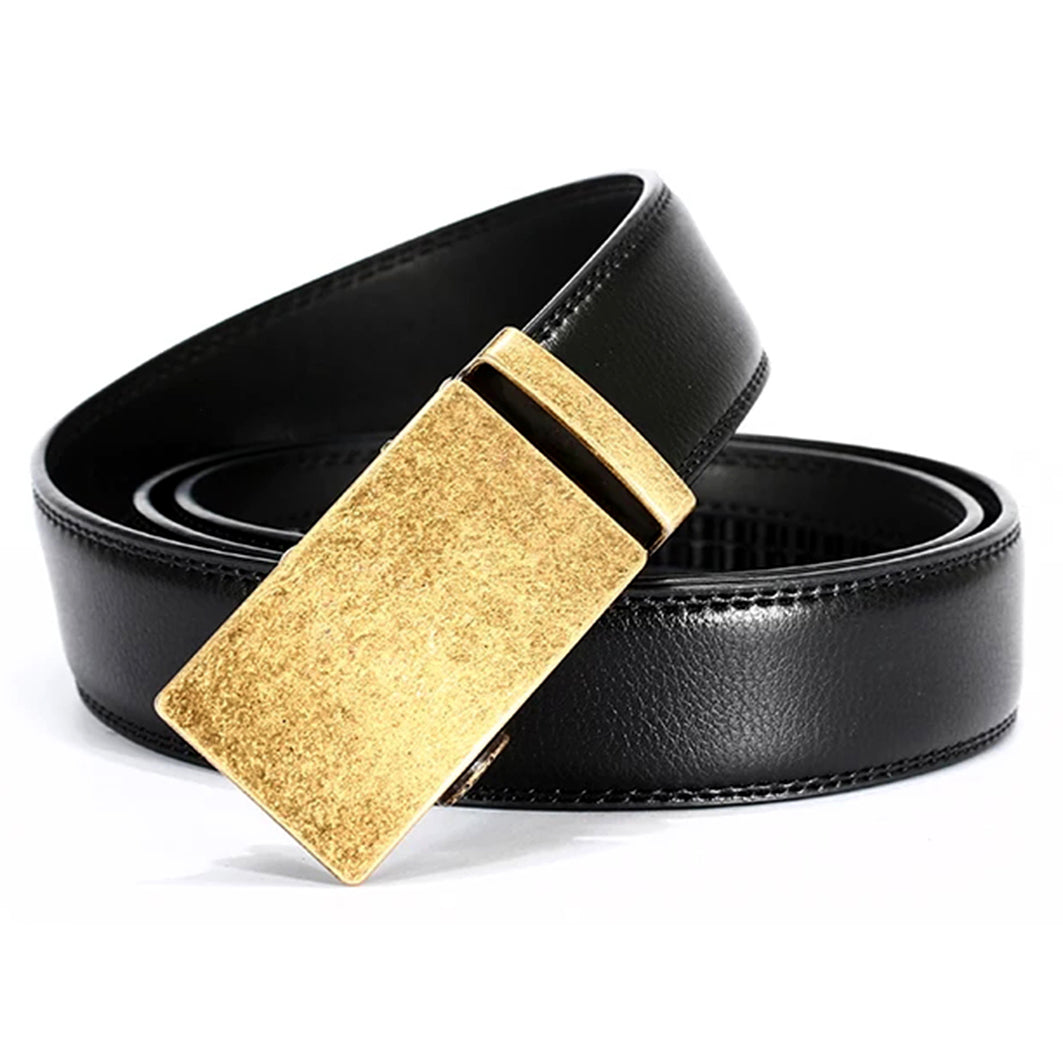 QHA Mens Ratchet Leather Belt with Automatic Buckle 35mm Wide Q69
