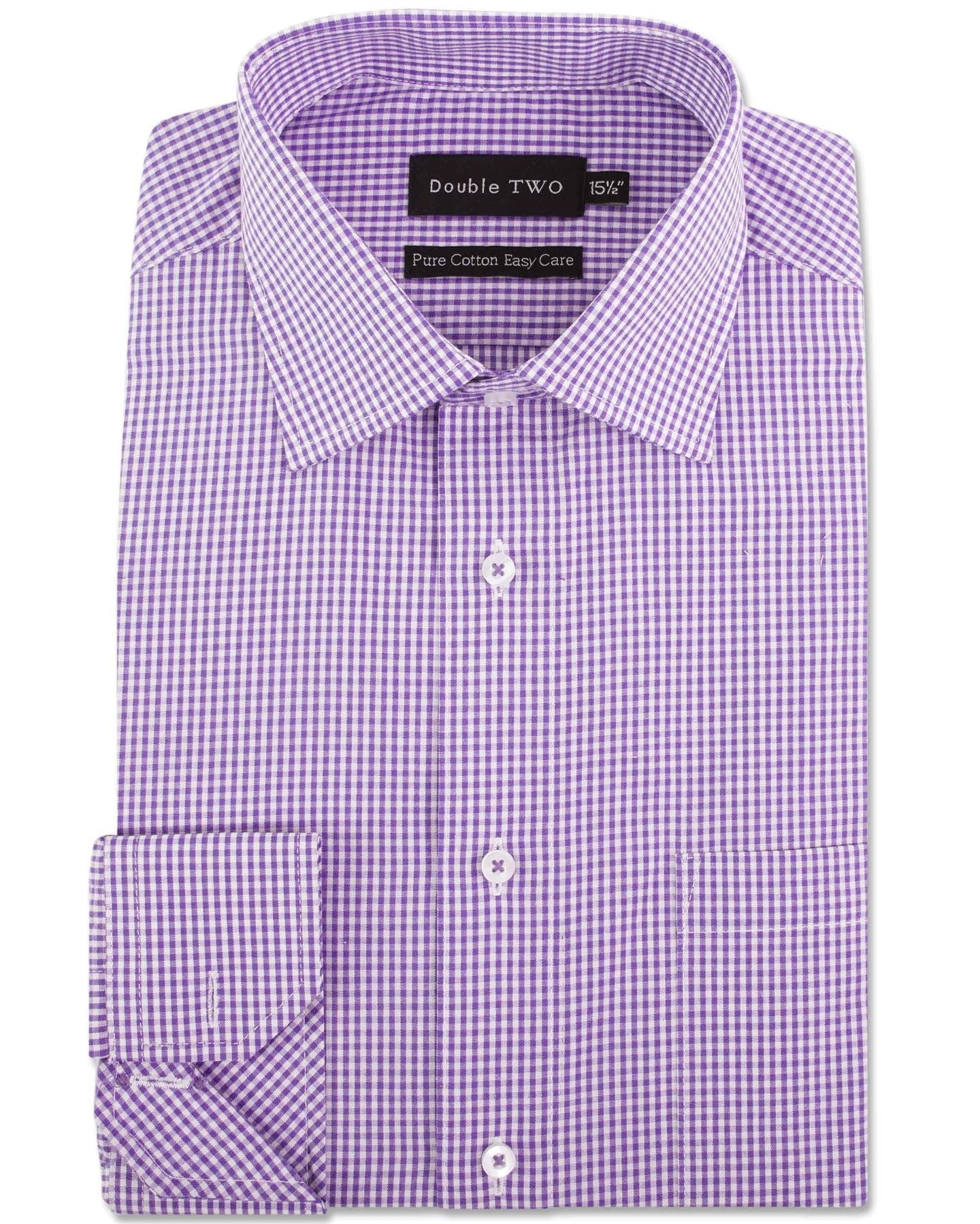 Double Two Mens Pure Cotton Easy Care Long Sleeve Shirt
