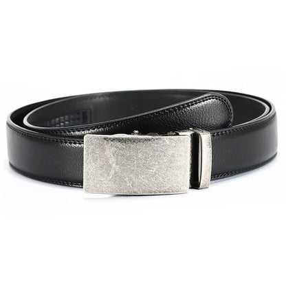 QHA Men's Antique Ratchet Leather Belt – Vintage Solid Buckle, 35mm Q69