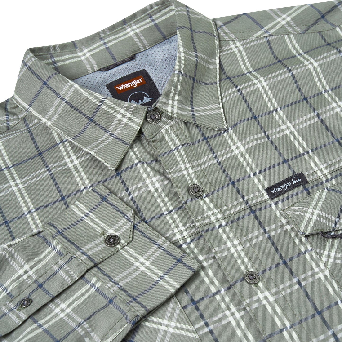 Wrangler Men's 2 Pocket Casual Utility Shirt | Navy & Green Check | L–2XL