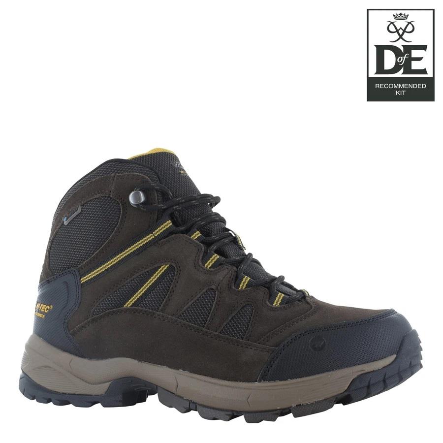 Hi-Tec Mens Water Proof Bandera Lite Walking/Hiking Boots in Dark Chocolate/Taupe/Core Gold