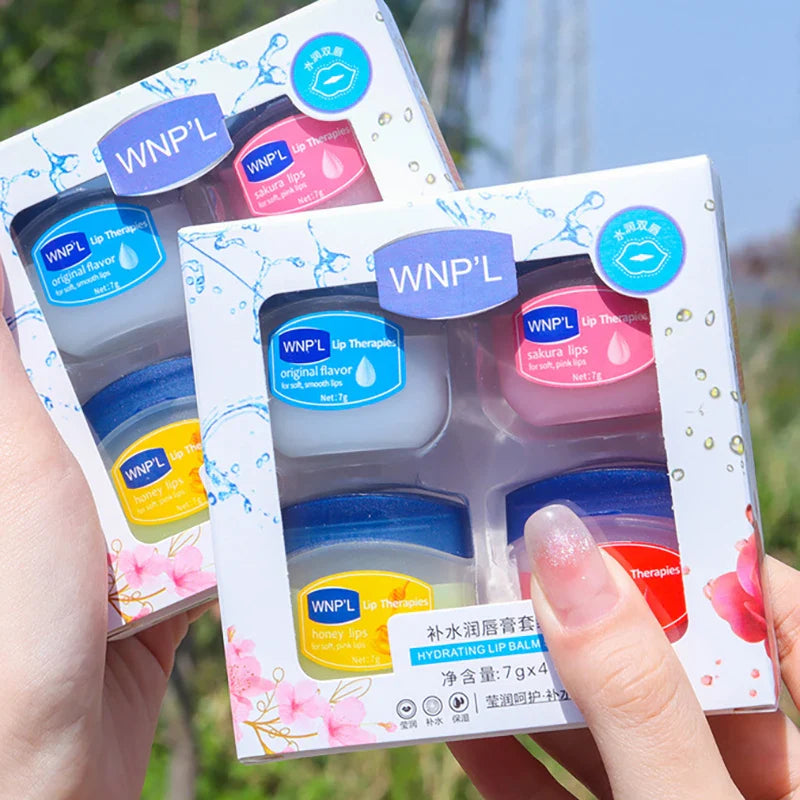 4pcs/box Natural Plant Lip Balm Moisturizing Plump Lips Lipsticks Makeup Base Anti-Cracking Lips Oil Lip Plumper Skin Care