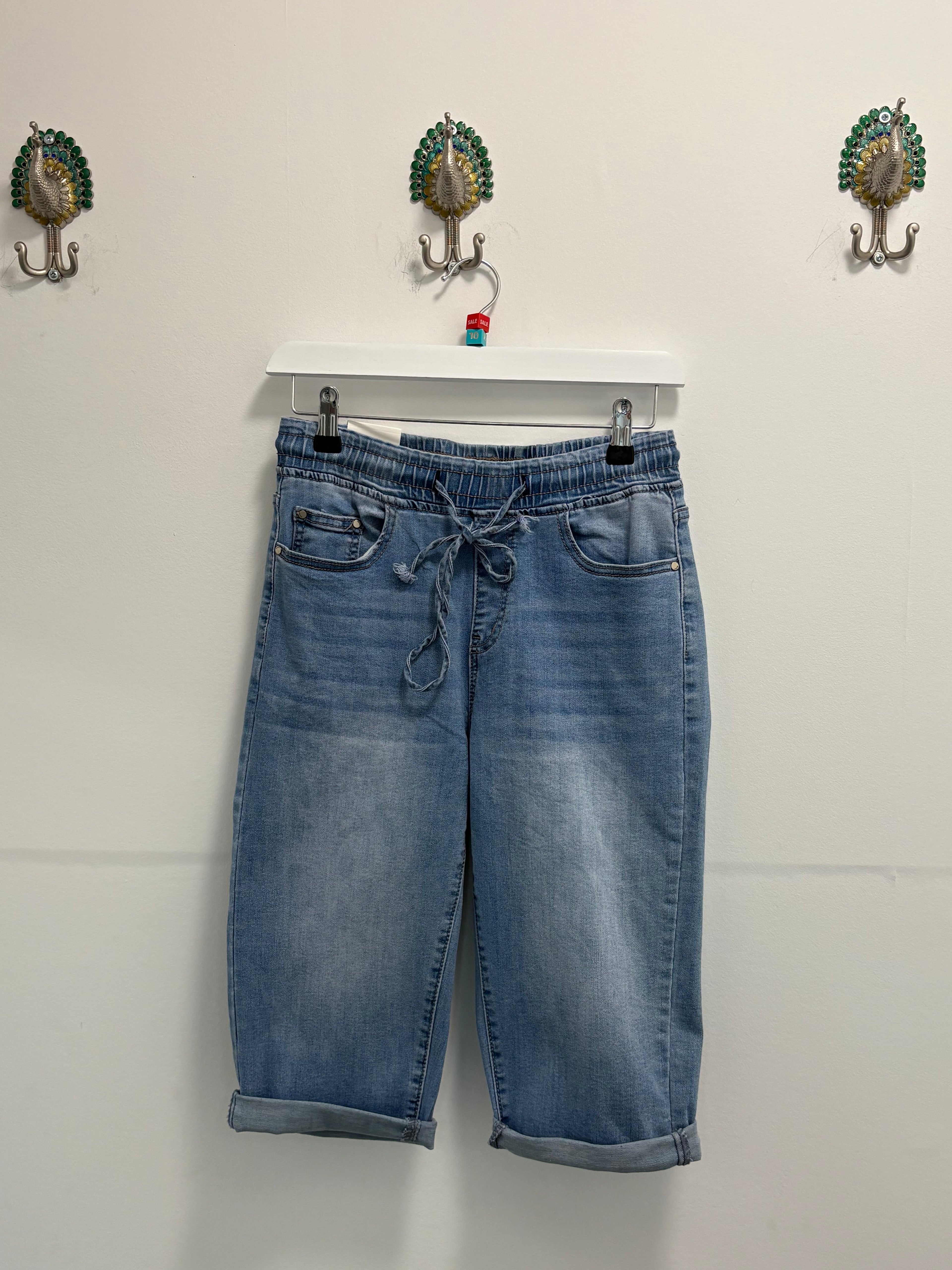 G-Smack Women’s Denim Shorts | Casual Drawstring Mid-Length Jean Shorts Sizes 10-22