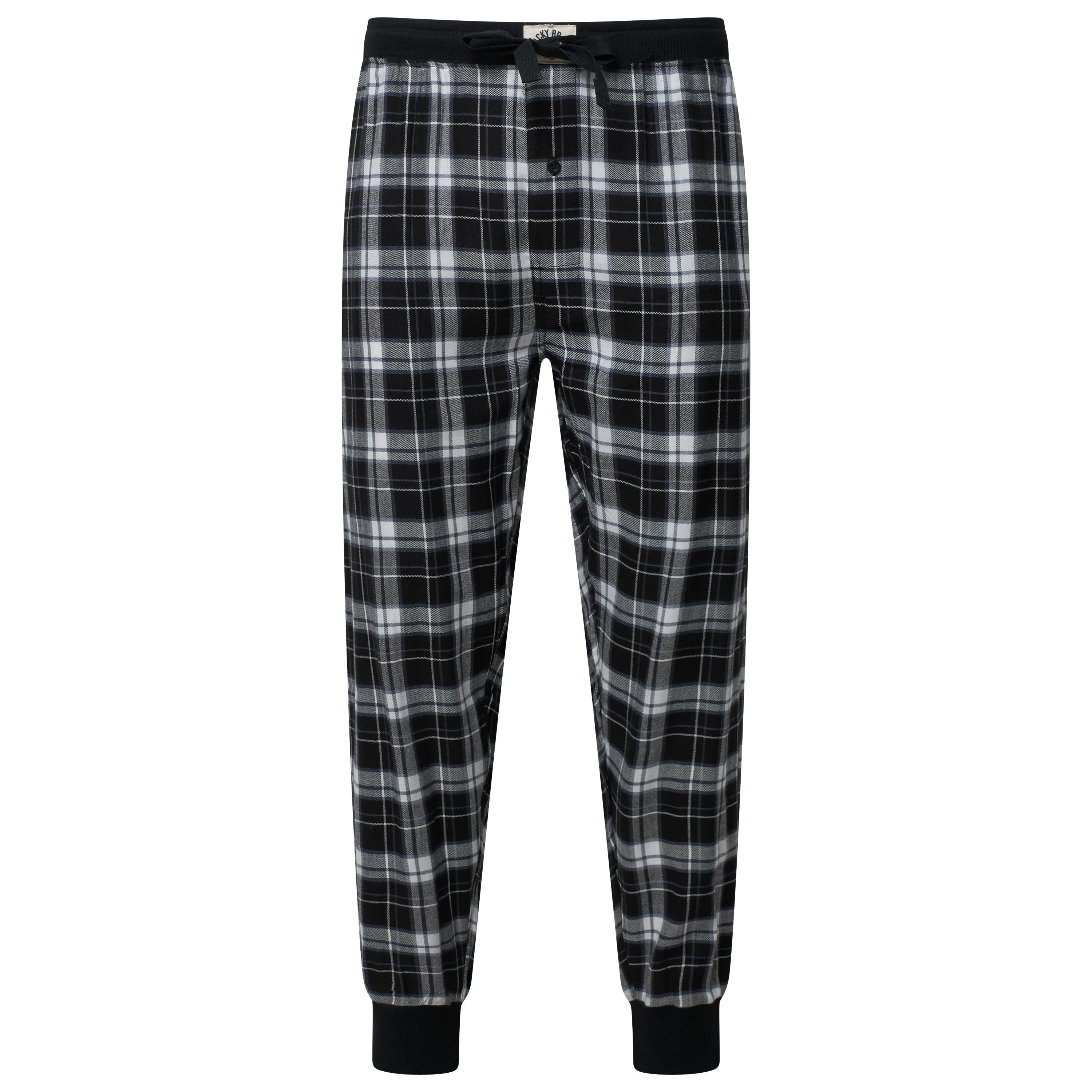 Lucky Brand Mens Pyjama Set Crew Neck Flannel Pants Cotton Lounge Sleepwear