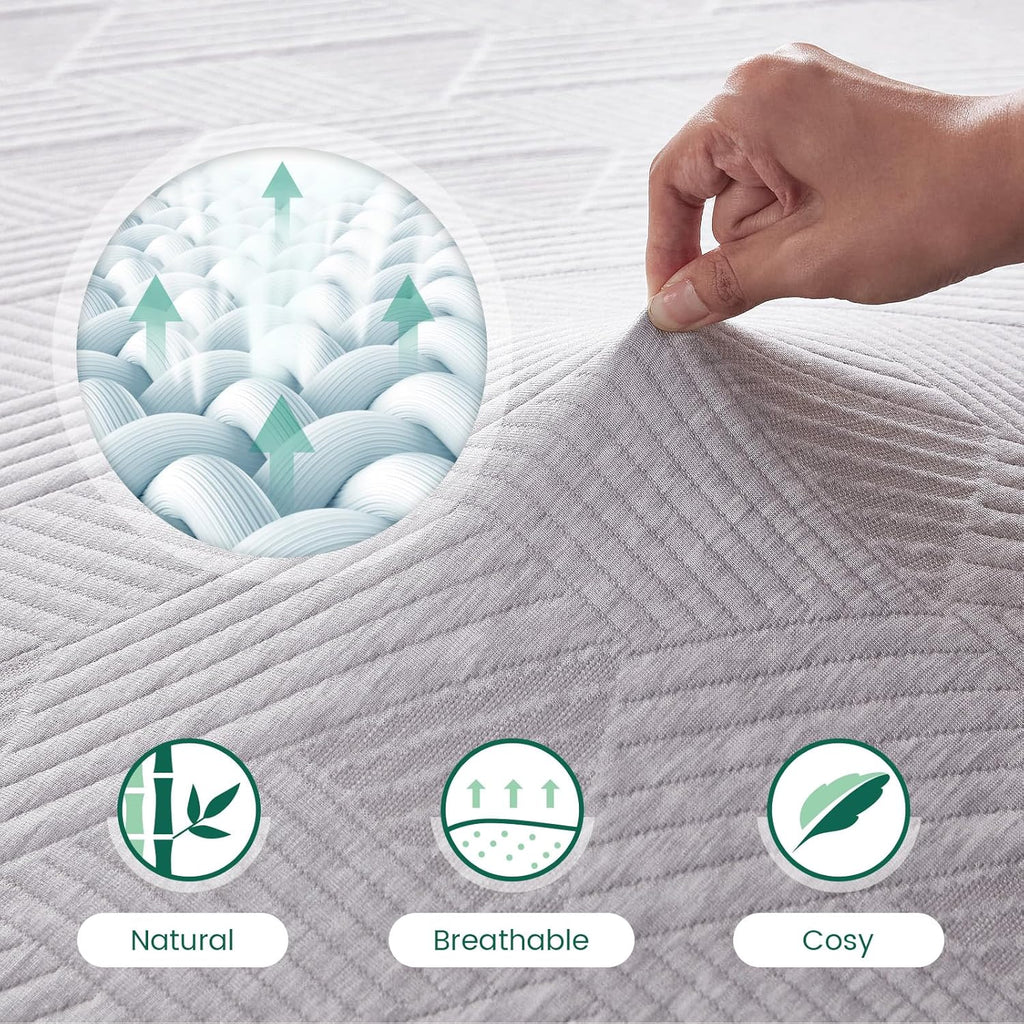 Mattress Topper Double Bed 135x190cm Thick with Bamboo Fibre Cover Bonnvia