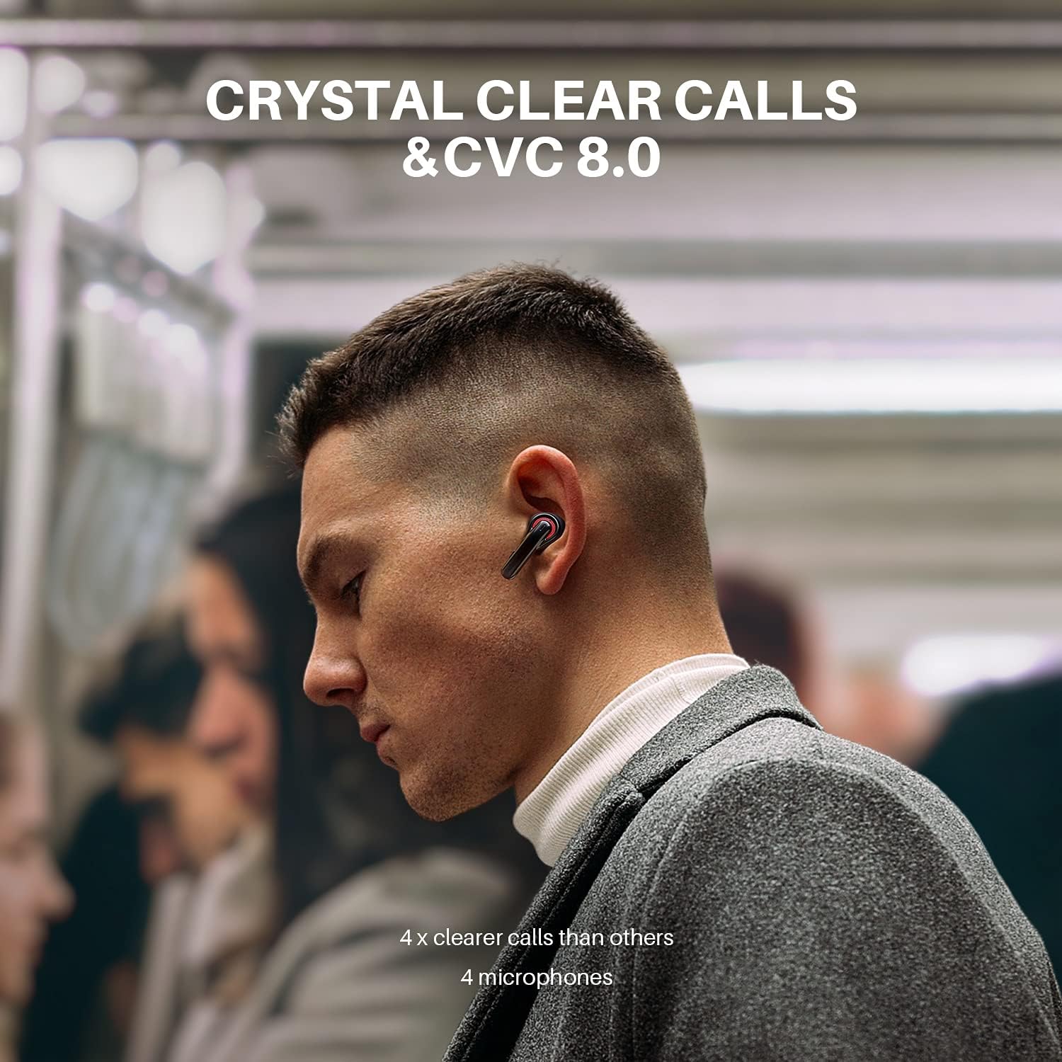 Tribit FlyBuds C1 Wireless Earbuds, Bluetooth 5.2, 50H Playtime, Noise Cut