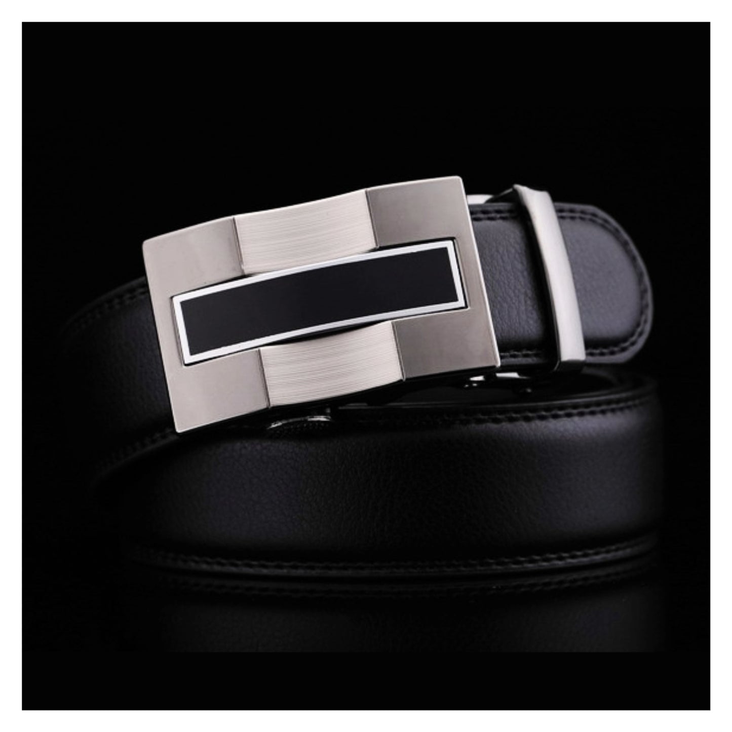 QHA Mens Ratchet Leather Belt Automatic Buckle 35mm Wide Q68