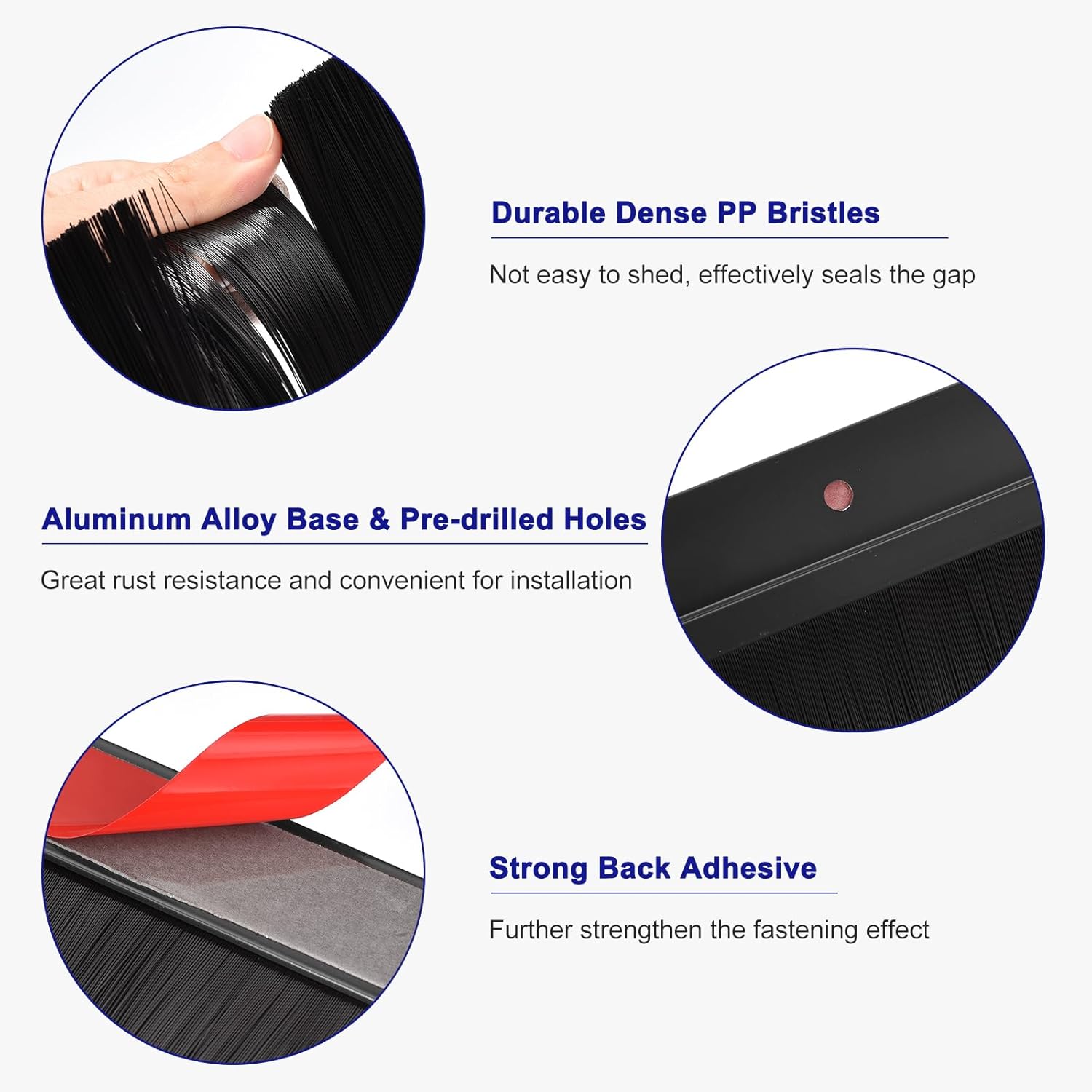 Door Brush Bottom Sweep H Shape 1200mm Black Aluminum 2Pcs Sourcing Map