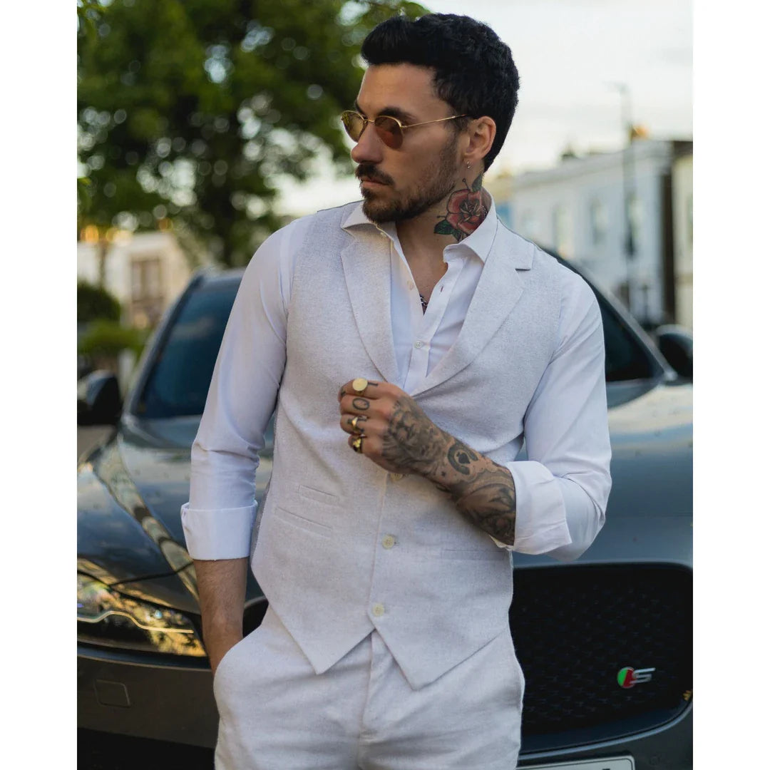 TruClothing Men's 2 Piece Suit Waistcoat Trousers Light Grey Wedding