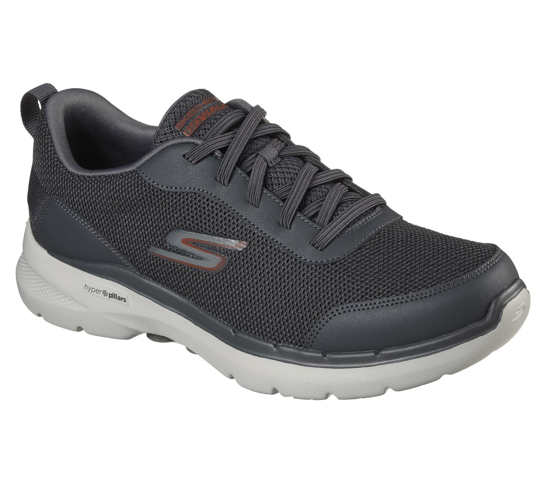 SKECHERS Men's GOwalk 6 - Bold Knight Shoes in Charcoal in Size UK 6 to UK 15