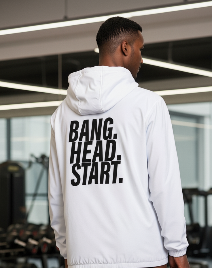 Soft Hooded Sports Jacket - Bang.Head.Start - Blk/Wht