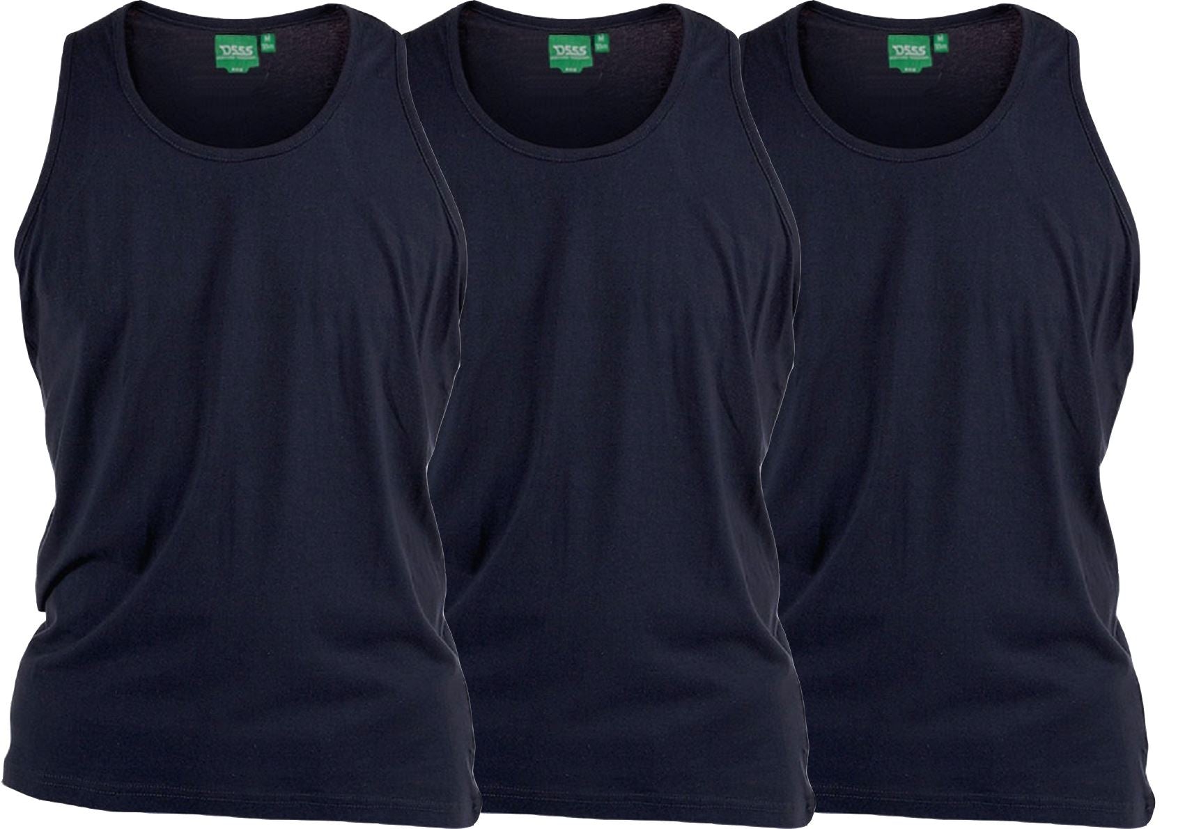 D555 Pure Cotton Long Length 3 Pack Muscle Vests Size Medium to XXL