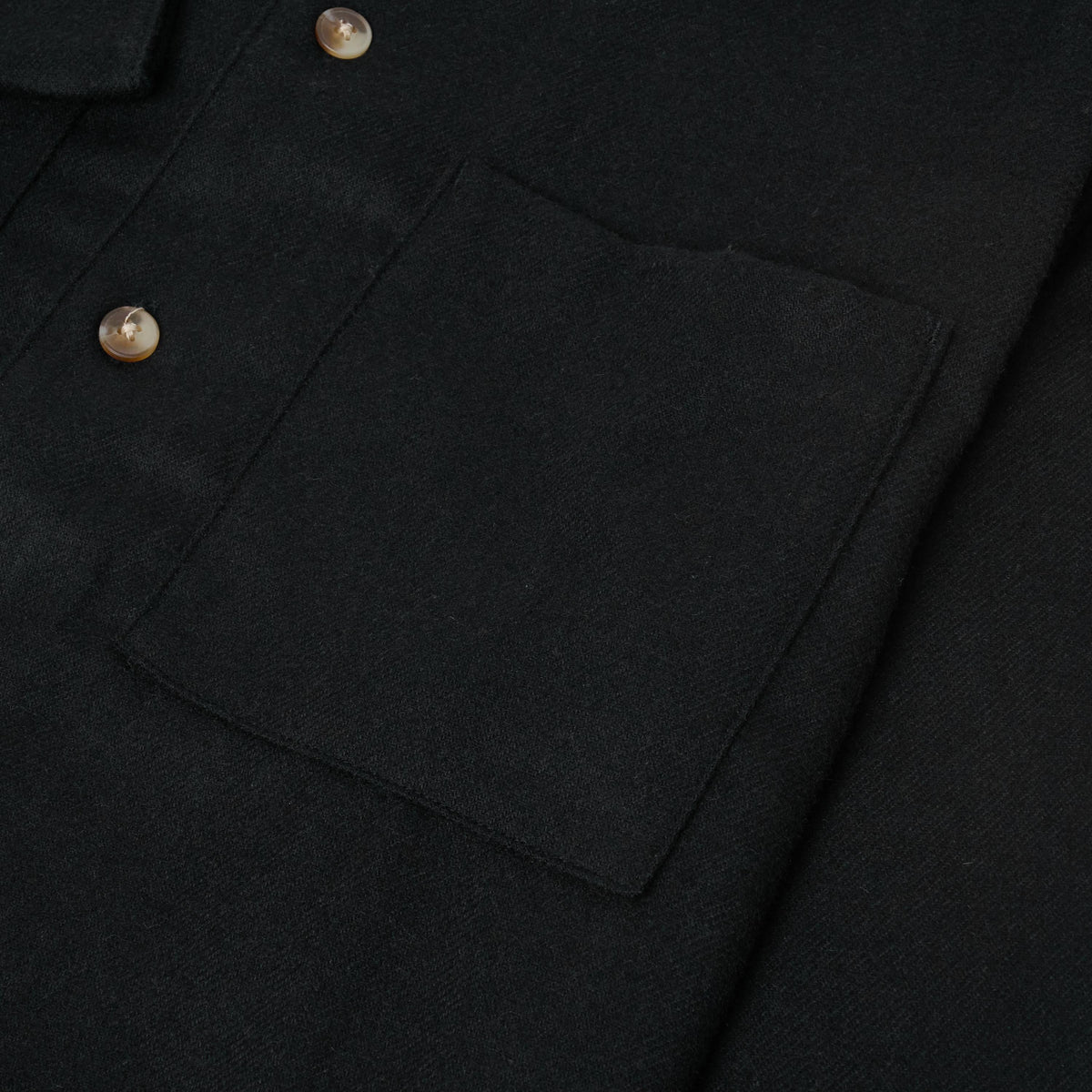 Ex-ASOS Men's Black Wool Mix Button Front Overshirt with Two Chest Pockets