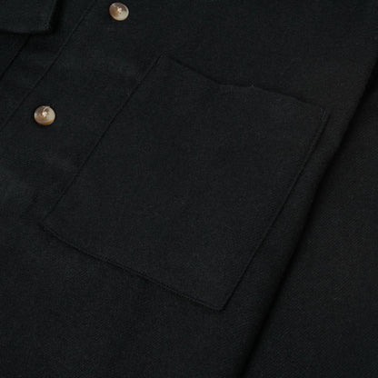 Ex-ASOS Men's Black Wool Mix Button Front Overshirt with Two Chest Pockets