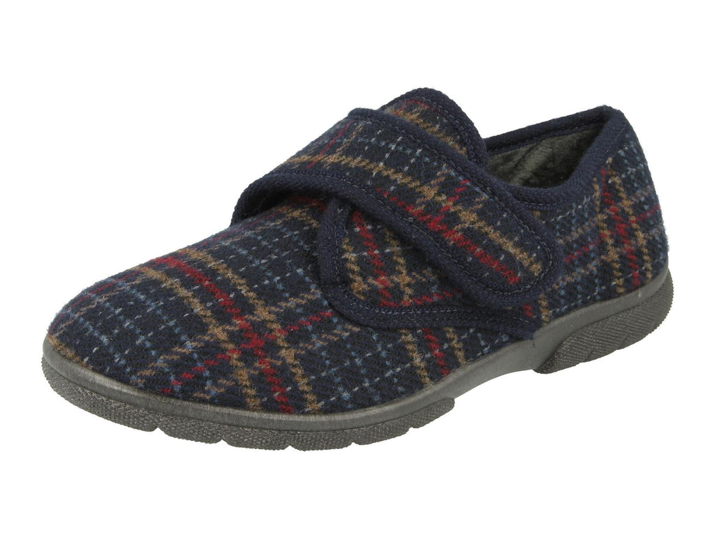 Men'S Slippers / House Shoes (Tartan)2V Wide Fit By Db Shoes in Navy