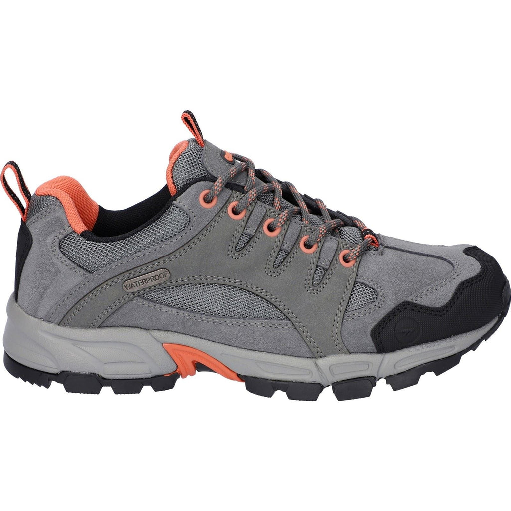 Hi-Tec Women's Auckland Lite Leather Walking Shoes in Steel/Coral/Cool Grey 4 to 8