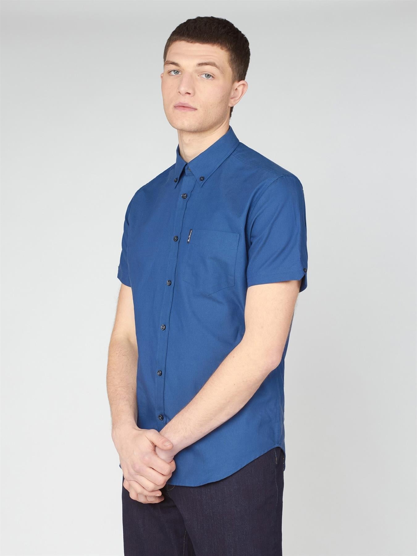 Ben Sherman Mens Big Size Short Sleeve Organic Cotton Oxford Shirt (65095) 2XL-5XL, 4 Colours